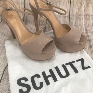 Schutz Honey Beige Platform Sandals Size 41